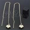 Oro Laminado Threader Earring, Gold Filled Style Leaf Design, Polished, Golden Finish, 5.115.003