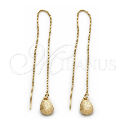 Oro Laminado Threader Earring, Gold Filled Style Teardrop Design, Polished, Golden Finish, 5.113.006
