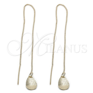 Oro Laminado Threader Earring, Gold Filled Style Teardrop Design, Polished, Golden Finish, 5.113.006