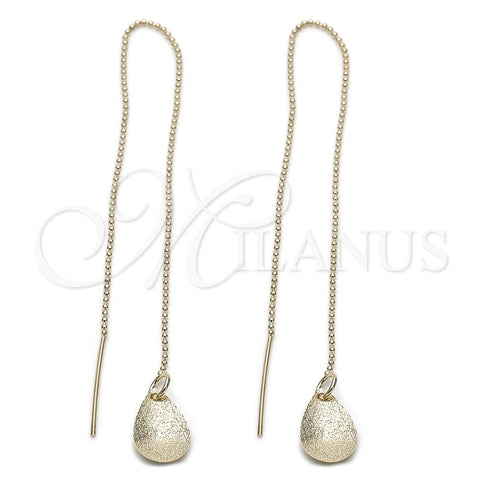 Oro Laminado Threader Earring, Gold Filled Style Teardrop Design, Polished, Golden Finish, 5.113.006