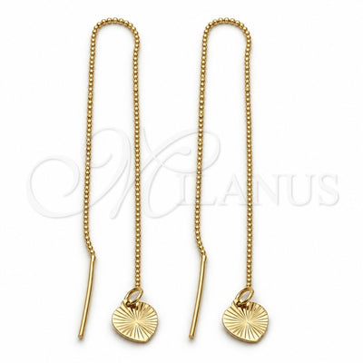 Oro Laminado Threader Earring, Gold Filled Style Heart Design, Polished, Golden Finish, 5.116.006