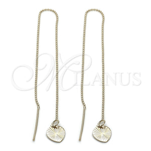 Oro Laminado Threader Earring, Gold Filled Style Heart Design, Polished, Golden Finish, 5.116.006