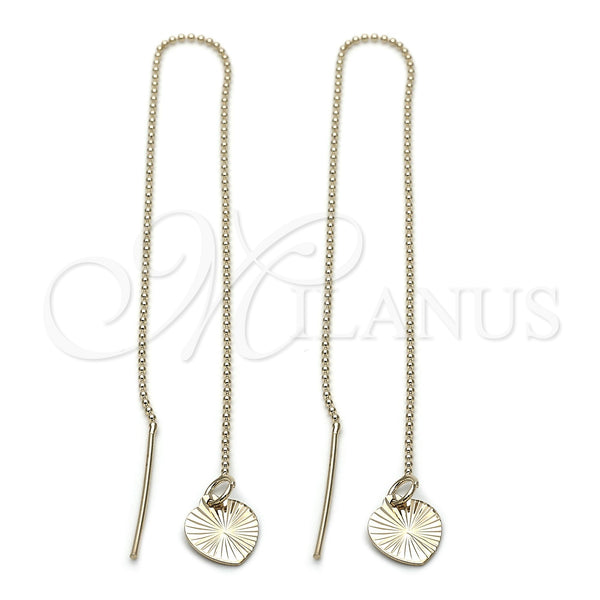 Oro Laminado Threader Earring, Gold Filled Style Heart Design, Polished, Golden Finish, 5.116.006