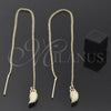 Oro Laminado Threader Earring, Gold Filled Style Leaf Design, Polished, Golden Finish, 5.118.008