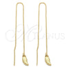 Oro Laminado Threader Earring, Gold Filled Style Leaf Design, Polished, Golden Finish, 5.118.008