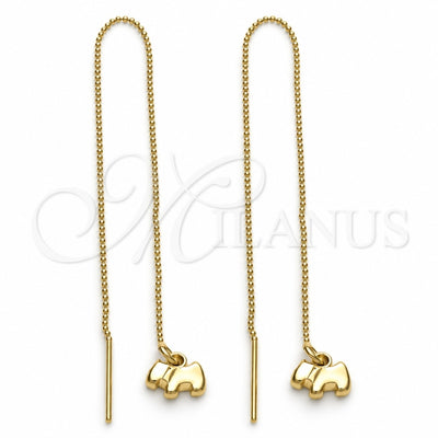 Oro Laminado Threader Earring, Gold Filled Style Dog Design, Polished, Golden Finish, 5.117.009