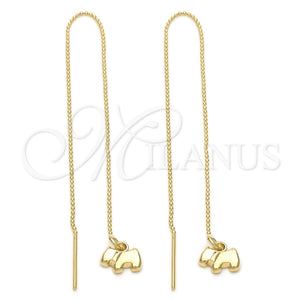 Oro Laminado Threader Earring, Gold Filled Style Dog Design, Polished, Golden Finish, 5.117.009