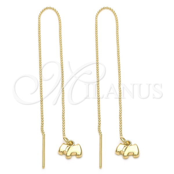 Oro Laminado Threader Earring, Gold Filled Style Dog Design, Polished, Golden Finish, 5.117.009
