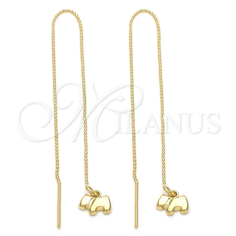 Oro Laminado Threader Earring, Gold Filled Style Dog Design, Polished, Golden Finish, 5.117.009