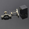 Oro Laminado Stud Earring, Gold Filled Style Moustache Design, Black Enamel Finish, Golden Finish, 02.09.0016