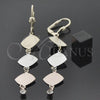 Oro Laminado Long Earring, Gold Filled Style with White Cubic Zirconia, Diamond Cutting Finish, Tricolor, 5.104.016