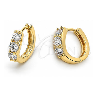 Oro Laminado Huggie Hoop, Gold Filled Style with White Cubic Zirconia, Polished, Golden Finish, 5.131.012
