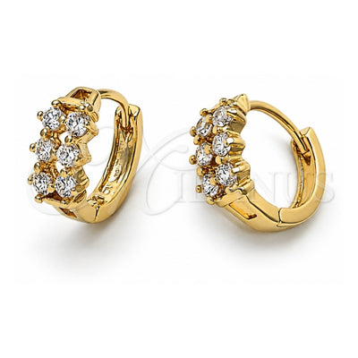 Oro Laminado Huggie Hoop, Gold Filled Style with White Cubic Zirconia, Polished, Golden Finish, 5.131.018