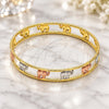 Gold Plated Individual Bangle, Elephant Design, Diamond Cutting Finish, Tricolor, 5.261.004.05 (09 MM Thickness, Size 5 (2.50 Diameter))