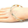 Gold Plated Individual Bangle, Elephant Design, Diamond Cutting Finish, Tricolor, 5.261.004.06 (09 MM Thickness, Size 6 (2.75 Diameter))