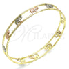 Gold Plated Individual Bangle, Elephant Design, Diamond Cutting Finish, Tricolor, 5.261.004.06 (09 MM Thickness, Size 6 (2.75 Diameter))