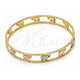 Gold Plated Individual Bangle, Elephant Design, Diamond Cutting Finish, Tricolor, 5.261.004.06 (09 MM Thickness, Size 6 (2.75 Diameter))