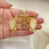 Oro Laminado Earring and Pendant Adult Set, Gold Filled Style Polished, Golden Finish, 5.051.002