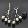 Oro Laminado Long Earring, Gold Filled Style Hand Design, Diamond Cutting Finish, Tricolor, 5.110.001