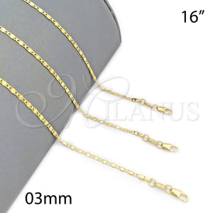 Oro Laminado Basic Necklace, Gold Filled Style Mariner Design, Polished, Golden Finish, 5.223.020.16 (0.50 Gauge, 16 Inches Length)