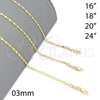 Oro Laminado Basic Necklace, Gold Filled Style Mariner Design, Polished, Golden Finish, 5.223.020.16 (0.50 Gauge, 16 Inches Length)
