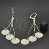 Oro Laminado Long Earring, Gold Filled Style Matte Finish, Tricolor, 5.088.004