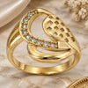 Oro Laminado Multi Stone Ring, Gold Filled Style Heart Design, with White Cubic Zirconia, Polished, Golden Finish, 5.174.032.06 (Size 6)