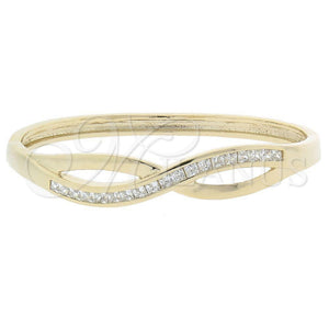 Oro Laminado Individual Bangle, Gold Filled Style Infinite Design, with White Cubic Zirconia, Polished, Golden Finish, 5.230.001 (10 MM Thickness, Size 5 (2.50 Diameter))