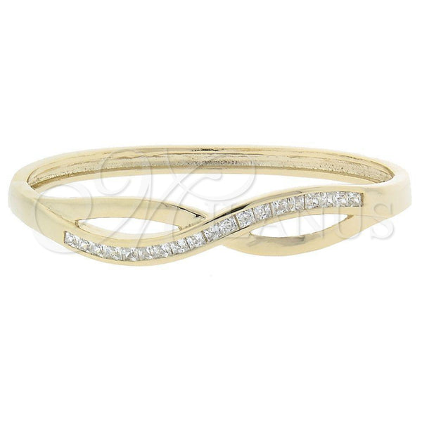 Oro Laminado Individual Bangle, Gold Filled Style Infinite Design, with White Cubic Zirconia, Polished, Golden Finish, 5.230.001 (10 MM Thickness, Size 5 (2.50 Diameter))