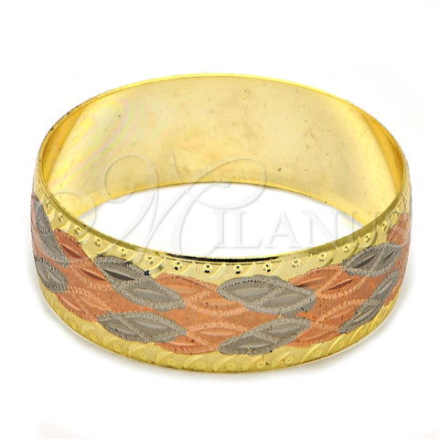 Gold Plated Individual Bangle, Diamond Cutting Finish, Tricolor, 5.261.001.05 (23 MM Thickness, Size 5 (2.50 Diameter))