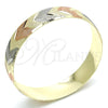Gold Plated Individual Bangle, Diamond Cutting Finish, Tricolor, 03.08.0024.05 (14 MM Thickness, Size 5 (2.50 Diameter))