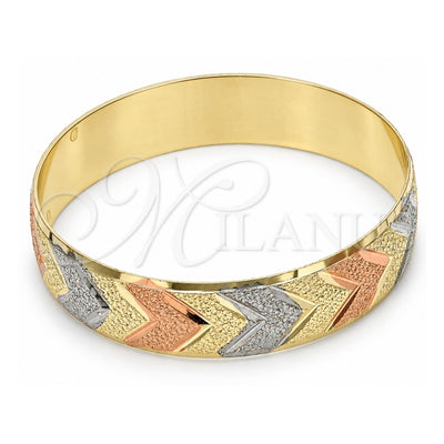 Gold Plated Individual Bangle, Diamond Cutting Finish, Tricolor, 03.08.0024.05 (14 MM Thickness, Size 5 (2.50 Diameter))