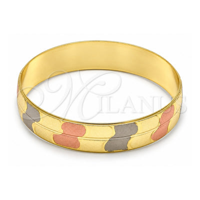 Gold Plated Individual Bangle, Diamond Cutting Finish, Tricolor, 03.08.0024.06 (14 MM Thickness, Size 6 (2.75 Diameter))