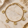 Oro Laminado Charm Anklet , Gold Filled Style Rattle Charm Design, Diamond Cutting Finish, Golden Finish, 5.016.006.10 (10 Inches Length)