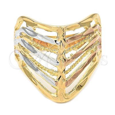 Oro Laminado Elegant Ring, Gold Filled Style Diamond Cutting Finish, Tricolor, 5.173.014.07 (Size 7) for wholesale, main product view