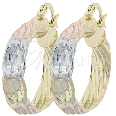 Oro Laminado Medium Hoop, Gold Filled Style Diamond Cutting Finish, Tricolor, 5.143.007 for wholesale, main product view