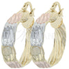 Oro Laminado Medium Hoop, Gold Filled Style Diamond Cutting Finish, Tricolor, 5.143.007