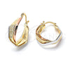 Oro Laminado Medium Hoop, Gold Filled Style Twist Design, Diamond Cutting Finish, Tricolor, 5.155.003.1
