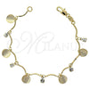 Oro Laminado Charm Bracelet, Gold Filled Style with White Cubic Zirconia, Diamond Cutting Finish, Golden Finish, 5.031.003.07 (7 Inches Length)