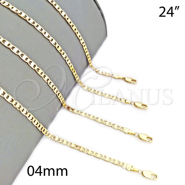 Oro Laminado Basic Necklace, Gold Filled Style Polished, Golden Finish, 5.223.017.24 (100 Gauge, 04 MM Thickness, 24 Inches Length)