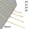 Oro Laminado Basic Necklace, Gold Filled Style Polished, Golden Finish, 5.223.017.24 (100 Gauge, 04 MM Thickness, 24 Inches Length)