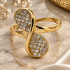 Oro Laminado Multi Stone Ring, Gold Filled Style Bow and Twist Design, with White Micro Pave, Polished, Golden Finish, 01.156.0001.06 (Size 6)