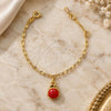 Oro Laminado Charm Bracelet, Gold Filled Style Ladybug Design, Enamel Finish, Golden Finish, 03.16.0004 (6 Inches Length)