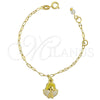 Oro Laminado Charm Bracelet, Gold Filled Style Angel Design, White Enamel Finish, Golden Finish, 03.16.0006 (6 Inches Length)