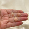 Oro Laminado Earring and Pendant Adult Set, Gold Filled Style Flower Design, Enamel Finish, Golden Finish, 10.65.0558