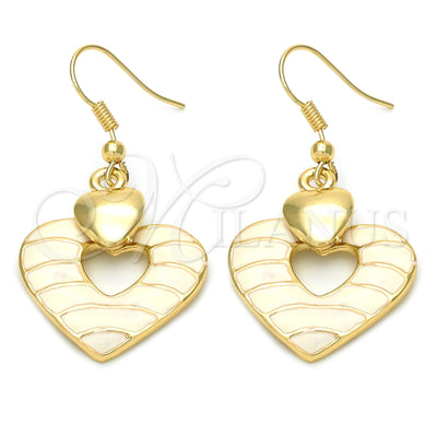 Oro Laminado Long Earring, Gold Filled Style Heart Design, Polished, Golden Finish, 02.59.0009 for wholesale, main product view