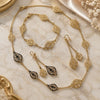 Oro Laminado Necklace, Bracelet and Earring, Gold Filled Style Leaf Design, Polished, Golden Finish, 06.91.0005