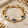 Oro Laminado Fancy Bracelet, Gold Filled Style Evil Eye Design, Multicolor Enamel Finish, Golden Finish, 03.91.0013 (8 Inches Length)