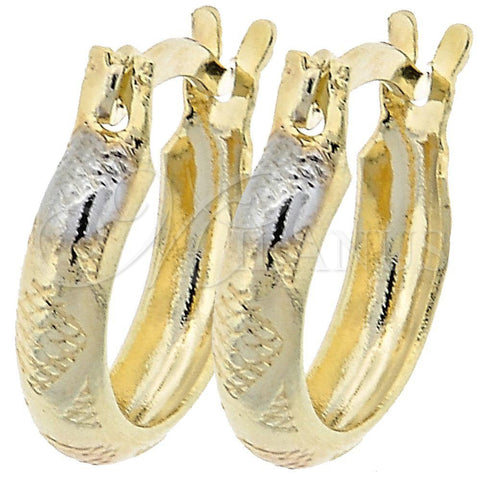 Oro Laminado Small Hoop, Gold Filled Style Diamond Cutting Finish, Tricolor, 02.21.0236