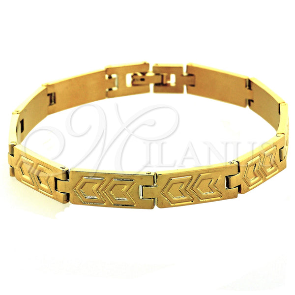 Oro Laminado Solid Bracelet, Gold Filled Style Diamond Cutting Finish, Golden Finish, 03.102.0004 (08 MM Thickness, 8 Inches Length)
